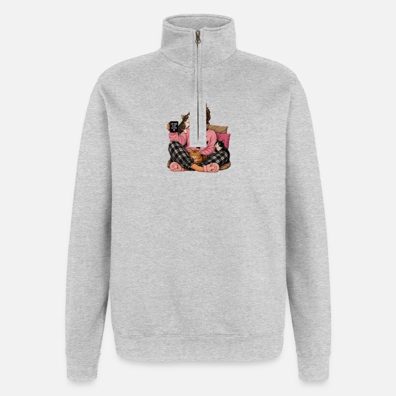Crazy Cat Mom Cucudle Design - Sweat à zip 1/4 - gris chiné