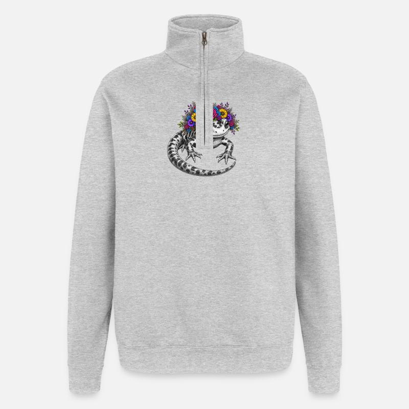 Flora Salamander Kranz - Quarter-Zip-Sweatshirt - Grau meliert