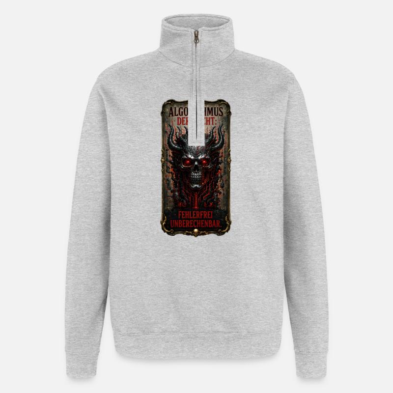 Algorithmus der Nacht: Fehlerfrei unberechenbar - Quarter-Zip-Sweatshirt - Grau meliert