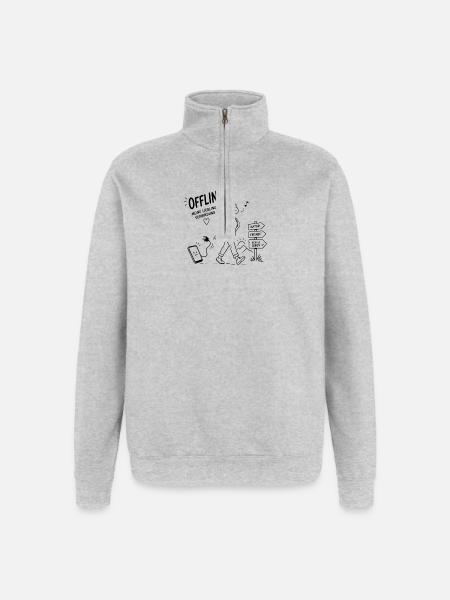 Offline Abenteuer Wanderin Pfadzeichen - Quarter-Zip-Sweatshirt - Grau meliert