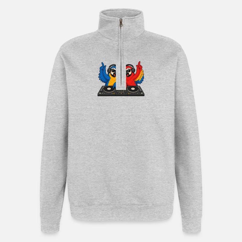 Parrots DJ Duo - Quarter-Zip Sweatshirt - heather grey