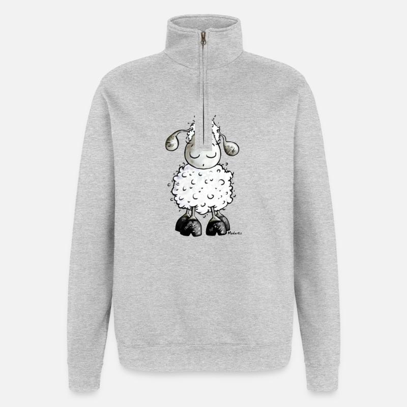 Mc Wolle Wollschaf Schaf - Quarter-Zip-Sweatshirt - Grau meliert