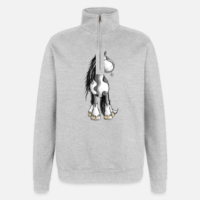 Tinker mit Blümchen - Quarter-Zip-Sweatshirt - Grau meliert