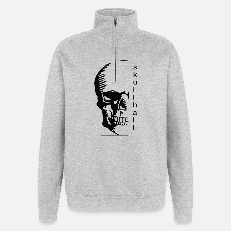 skullhall half Transp - Quarter-Zip-Sweatshirt - Grau meliert