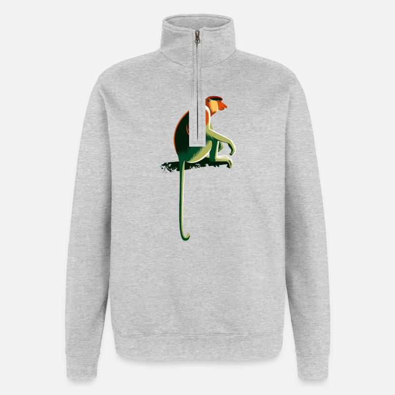 Proboscis monkey - Quarter-Zip Sweatshirt - heather grey