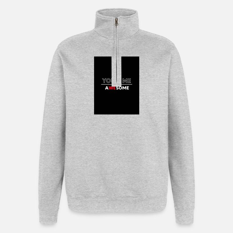 Du Plus Ich Großartig - Quarter-Zip-Sweatshirt - Grau meliert