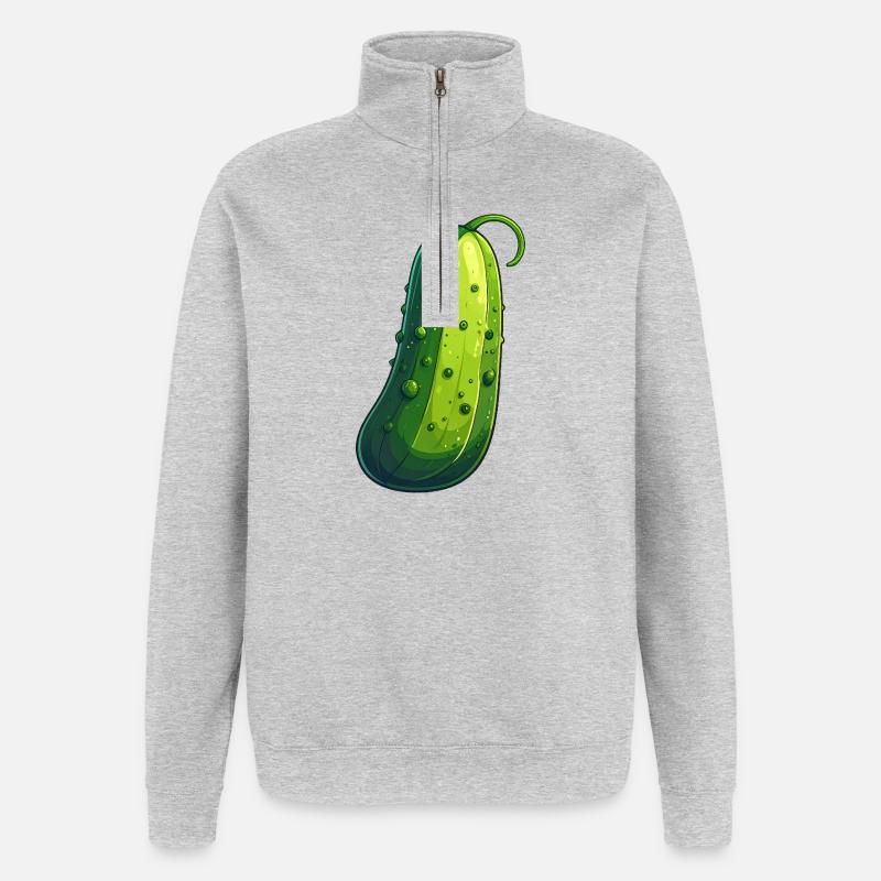 Concombre - Sweat à zip 1/4 - gris chiné