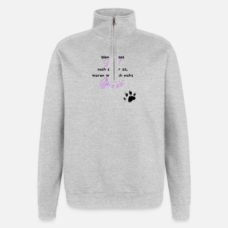 Hund Gassi Pfote Spruch - Quarter-Zip-Sweatshirt - Grau meliert