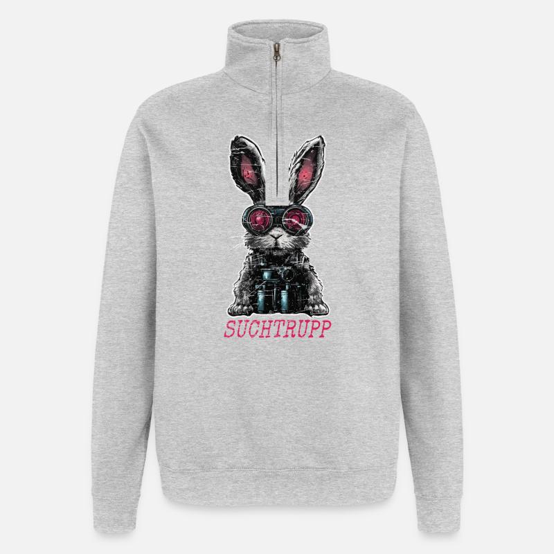 Ostern Suchtrupp Cooler Osterhase - Quarter-Zip-Sweatshirt - Grau meliert