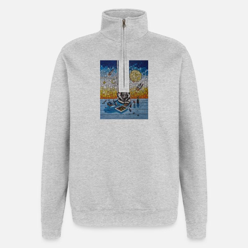 Artiste astronaute - Sweat à zip 1/4 - gris chiné