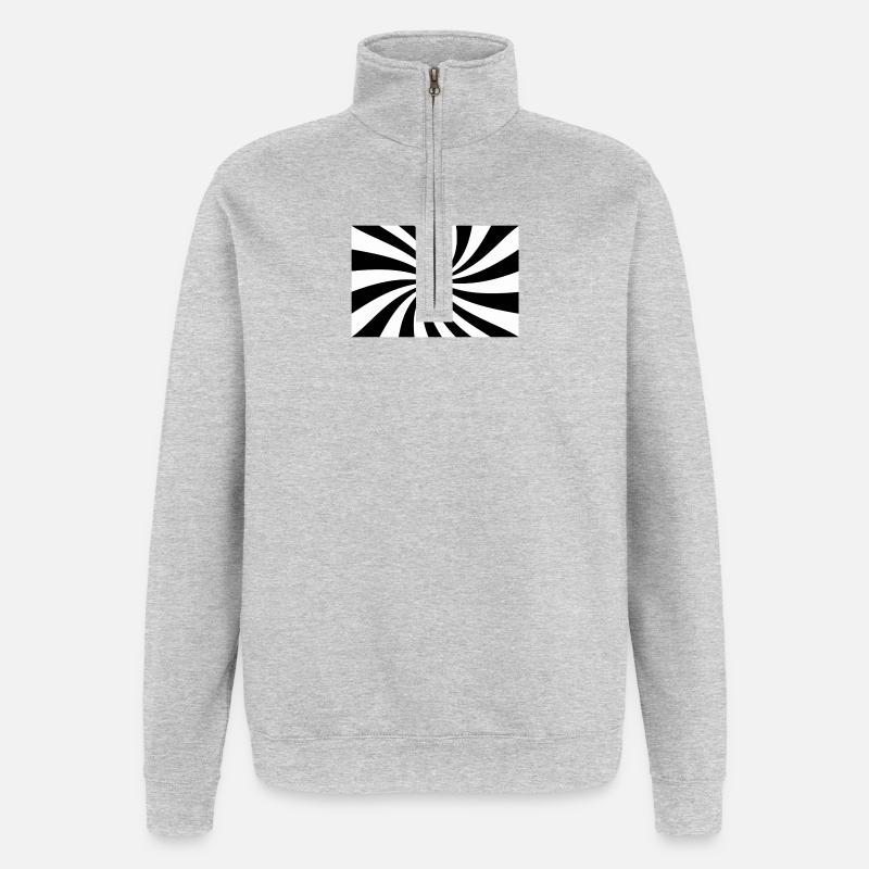 Hypnotische Schwarz-Weiß-Spirale - Quarter-Zip-Sweatshirt - Grau meliert