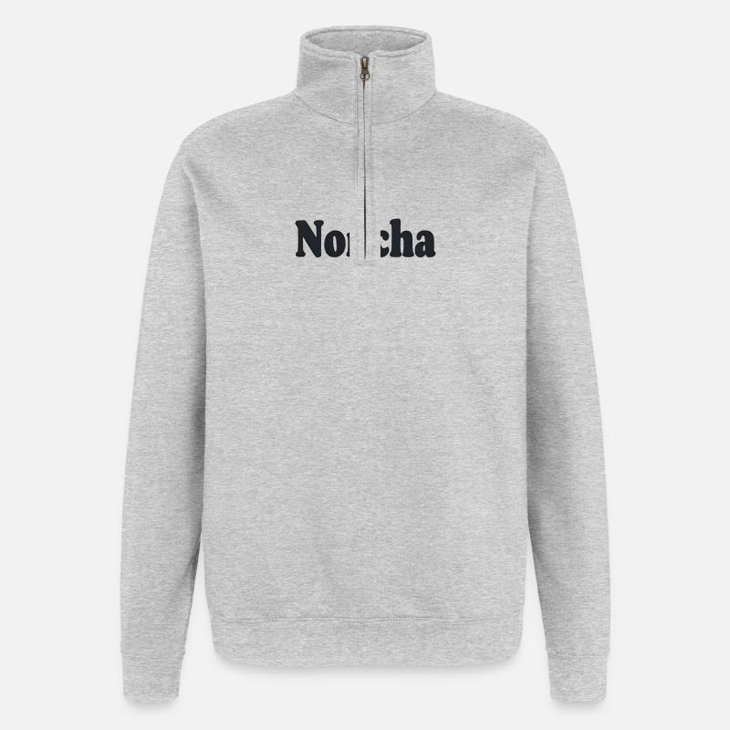 Noncha – Conception de texte flamand - Sweat à zip 1/4 - gris chiné