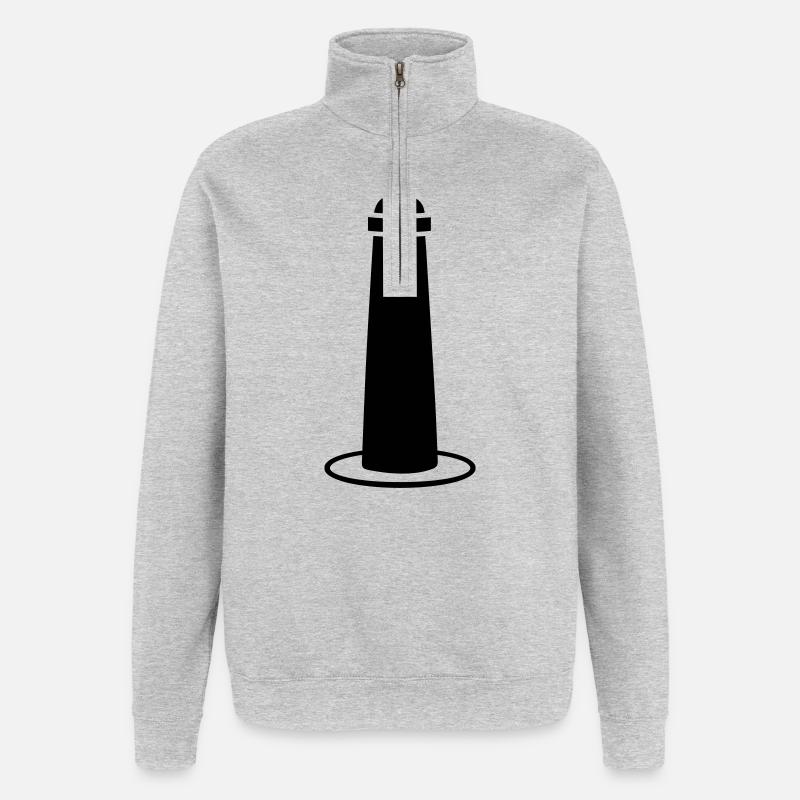 Straßenpoller - Quarter-Zip-Sweatshirt - Grau meliert