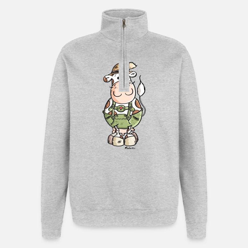 Kuh - Quarter-Zip-Sweatshirt - Grau meliert