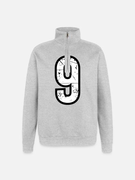 9 - Quarter-Zip-Sweatshirt - Grau meliert