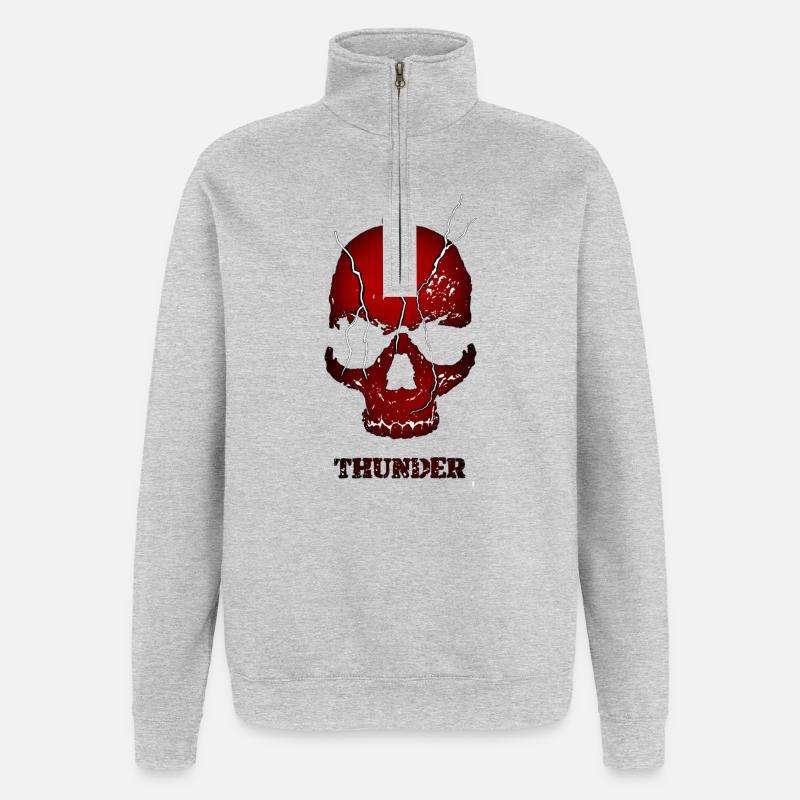 Exploding Thunder Skull - Quarter-Zip Sweatshirt - heather grey