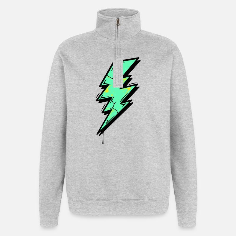 Style Éclair Éclair Abstrait - Sweat à zip 1/4 - gris chiné