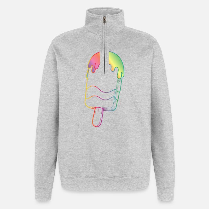 Regenbogen Eis Outline Neon Style  - Quarter-Zip Sweatshirt - heather grey
