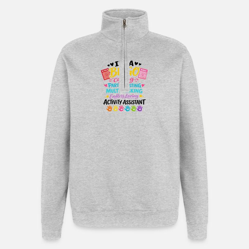 Assistant d'Animation Bingo Activités Cadeau - Sweat à zip 1/4 - gris chiné