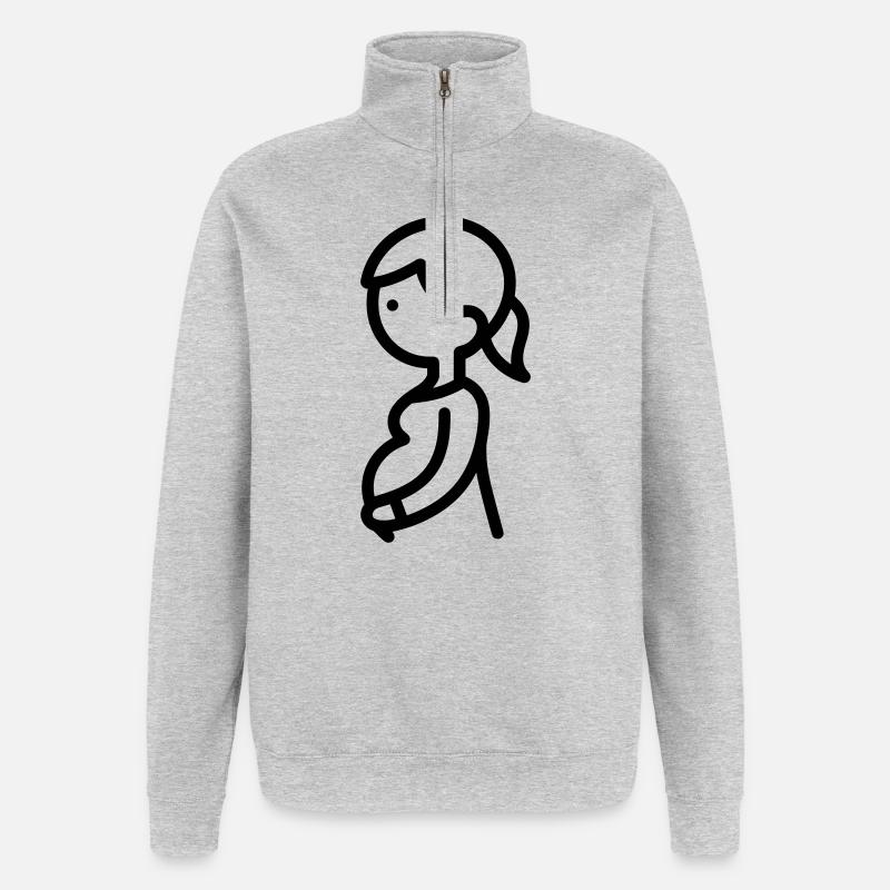 femme enceinte - Sweat à zip 1/4 - gris chiné