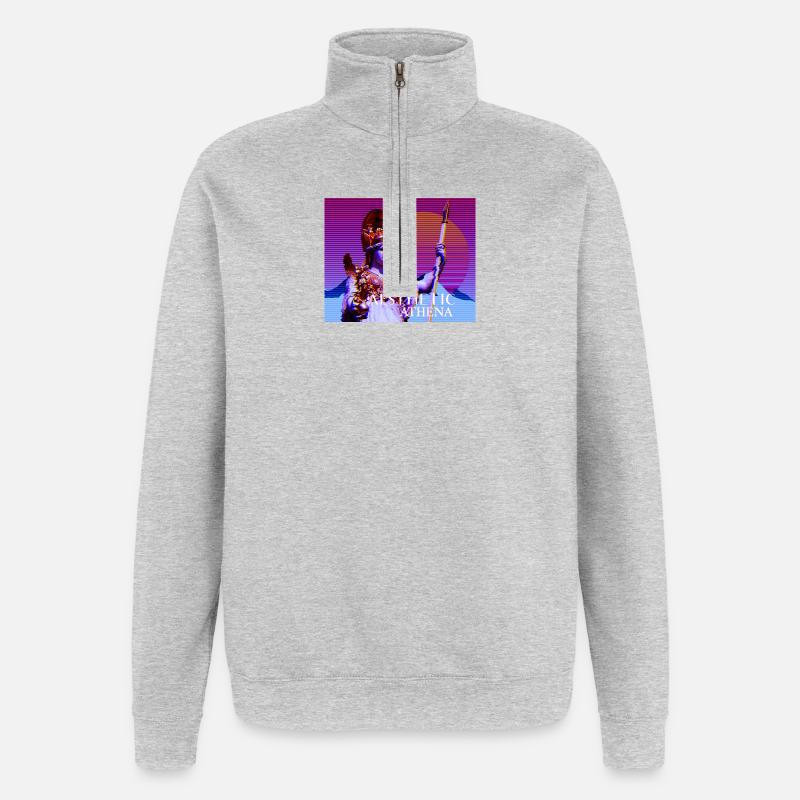 Abstract stylized goddess Athena - Quarter-Zip Sweatshirt - heather grey