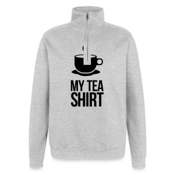 Tee shirt - Quarter-Zip-Sweatshirt - Grau meliert - Vorne - AI Model Female 172 light (172cm) & AI Model Male 178 dark (178cm)