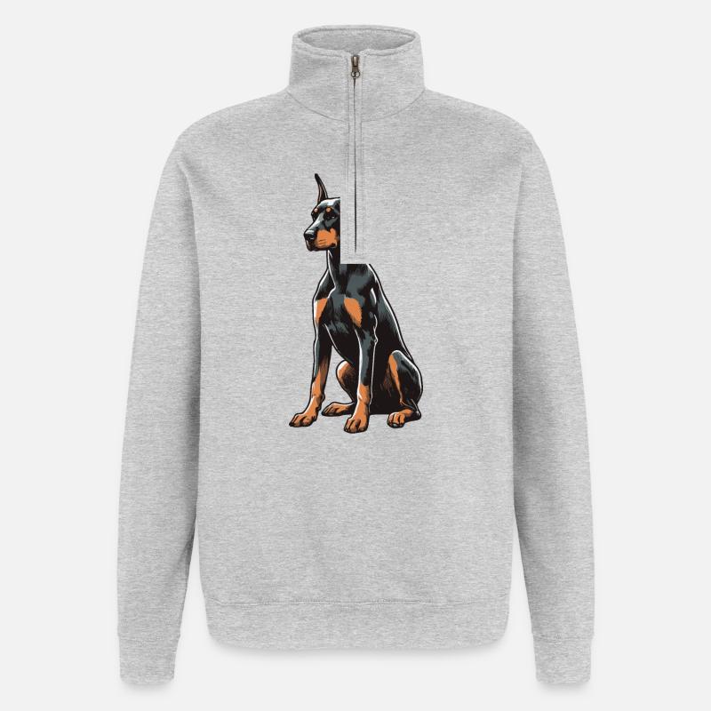 Doberman - Sweat à zip 1/4 - gris chiné