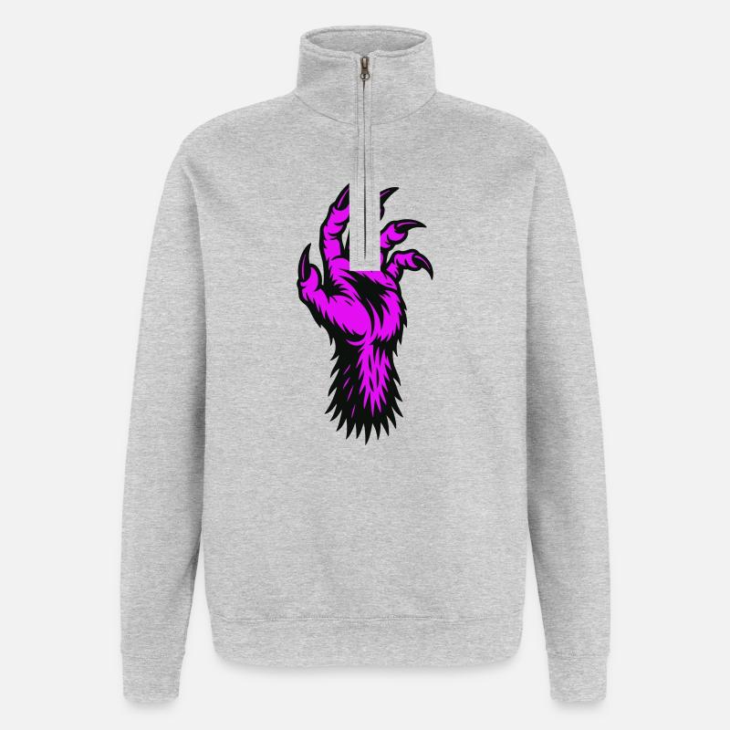Werwolf Hand - Quarter-Zip-Sweatshirt - Grau meliert