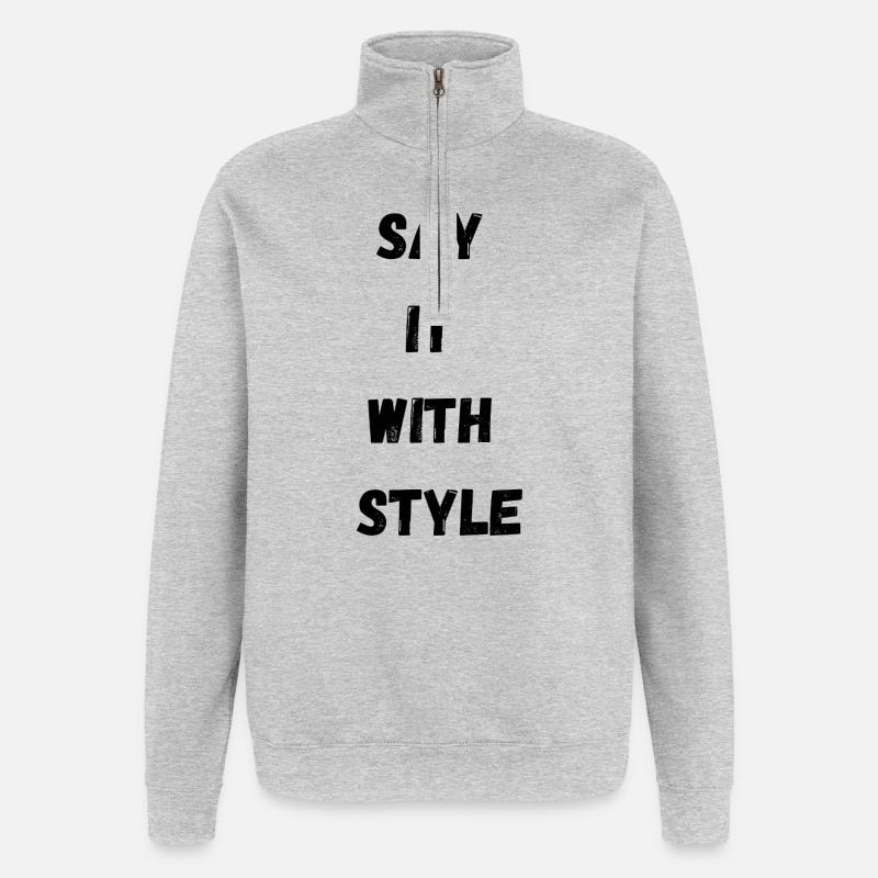 Abstract Geometric Wave Pattern - Quarter-Zip Sweatshirt - heather grey