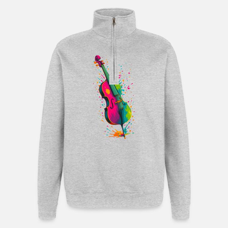 Violoncelle Splash - Sweat à zip 1/4 - gris chiné