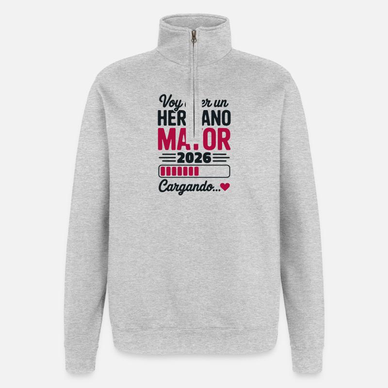 Ich werde 2026 großer Bruder. - Quarter-Zip-Sweatshirt - Grau meliert