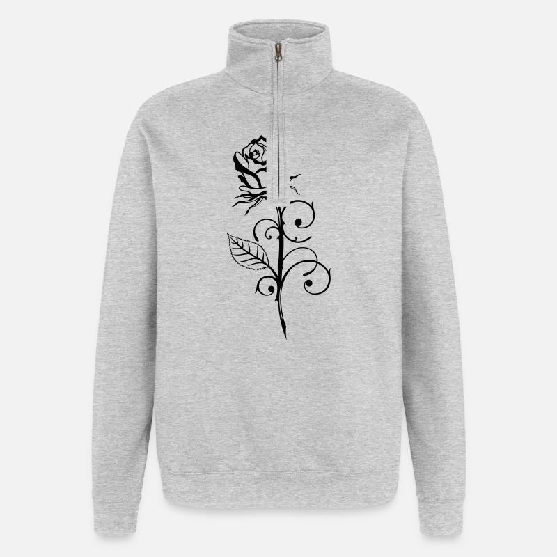 Rose, love - Quarter-Zip-Sweatshirt - Grau meliert