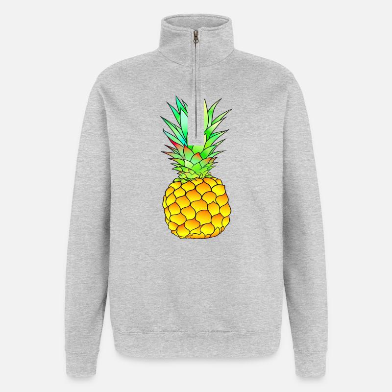 Ananas - Sweat à zip 1/4 - gris chiné