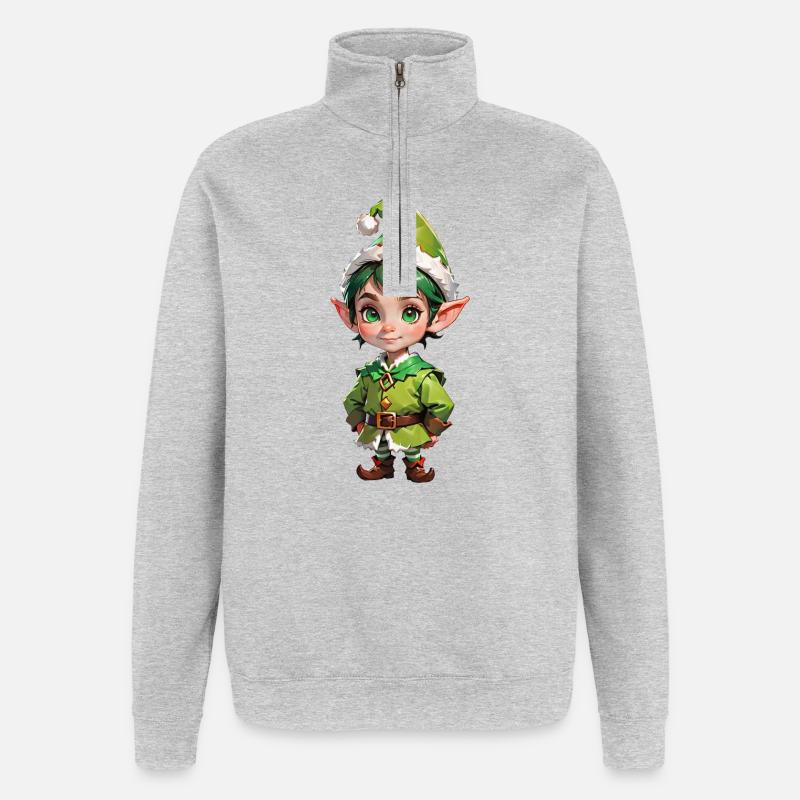 Doux petit lutin de Noël - Sweat à zip 1/4 - gris chiné