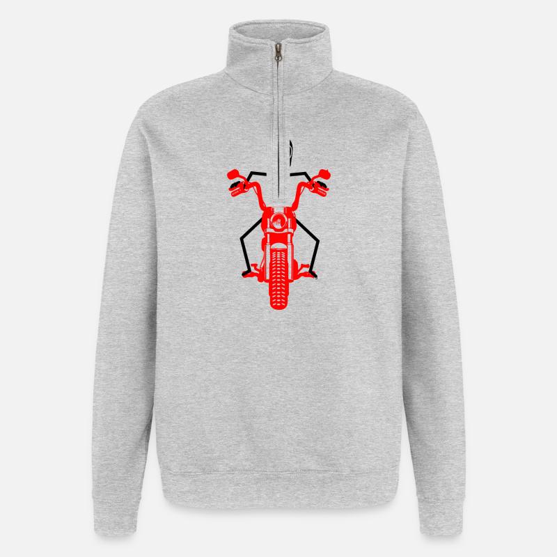 Black stickmen with red engine - Quarter-Zip Sweatshirt - heather grey