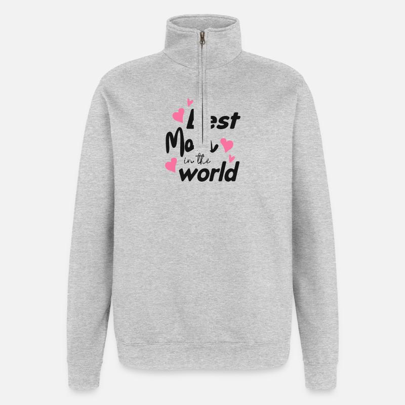 Best Mom - Quarter-Zip-Sweatshirt - Grau meliert