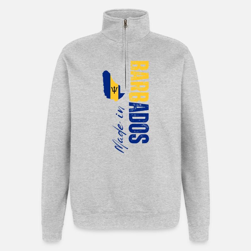 Fabriqué à la Barbade, design vertical - Sweat à zip 1/4 - gris chiné