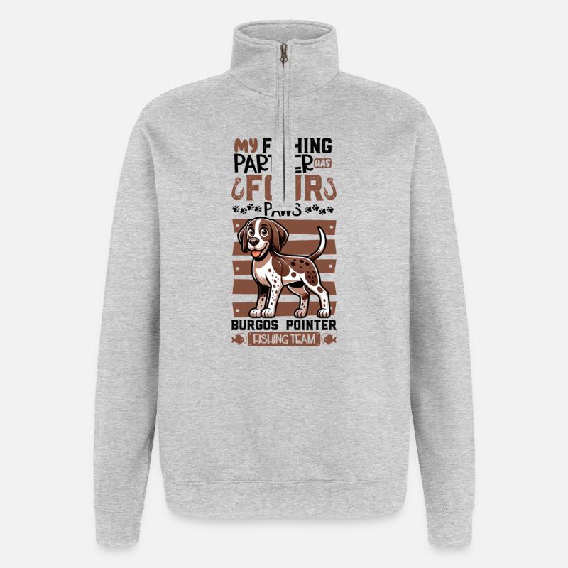 Pêche et Ca de Bou - Sweat à zip 1/4 - gris chiné