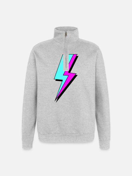 Psychedelic Neon Lightning - Quarter-Zip Sweatshirt - heather grey