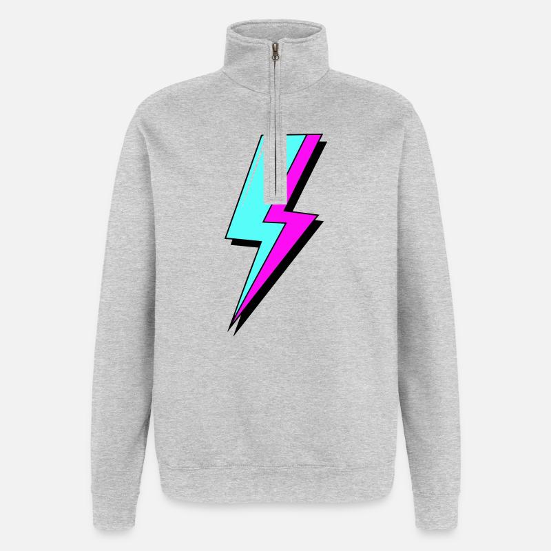 Psychedelic Neon Lightning - Quarter-Zip Sweatshirt - heather grey