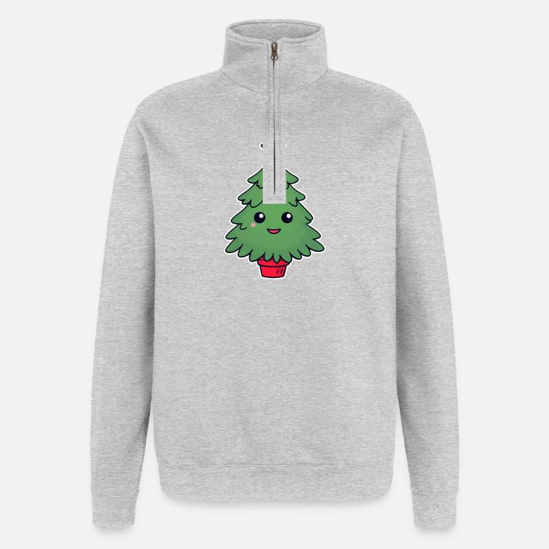 Cuddly Christmas tree with star - Quarter-Zip Sweatshirt - heather grey