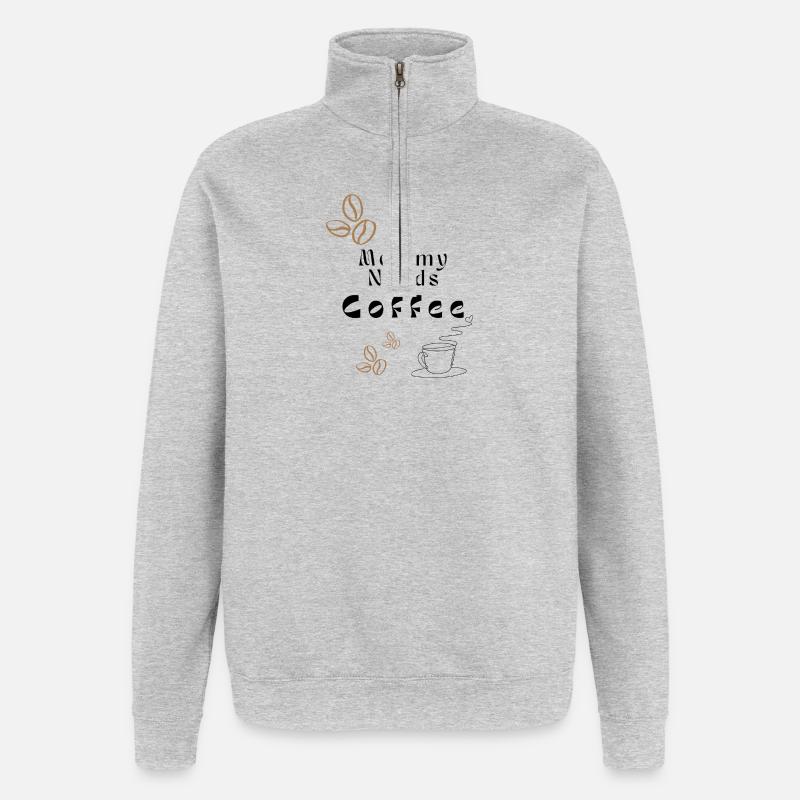 Coffee Beans Minimal Pattern - Quarter-Zip Sweatshirt - heather grey