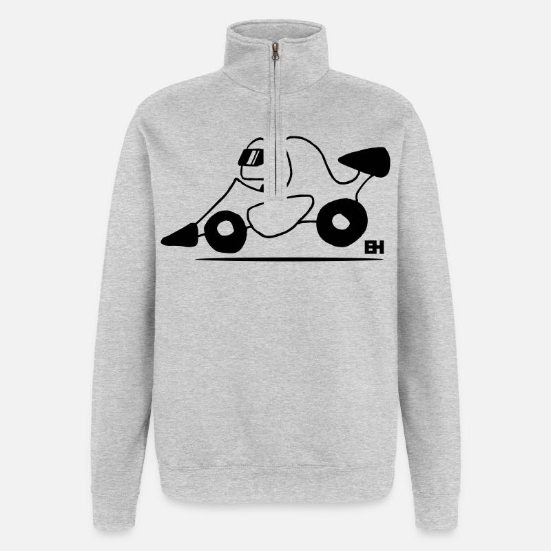 voiture de course - Sweat à zip 1/4 - gris chiné