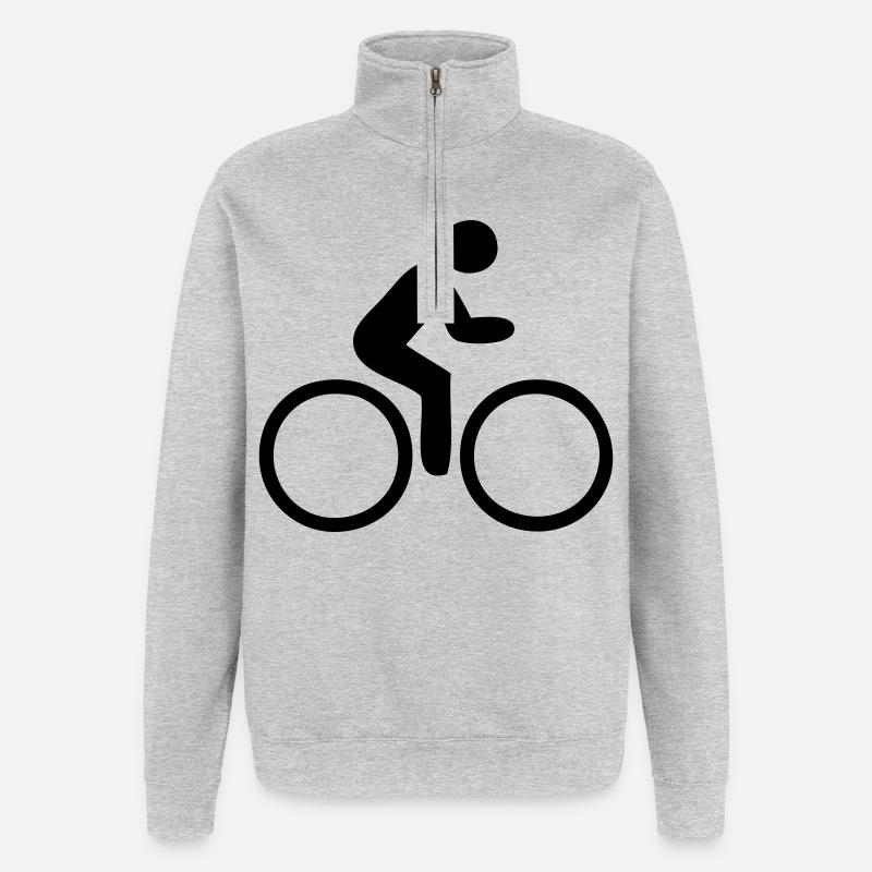 Velofahrer - Quarter-Zip-Sweatshirt - Grau meliert