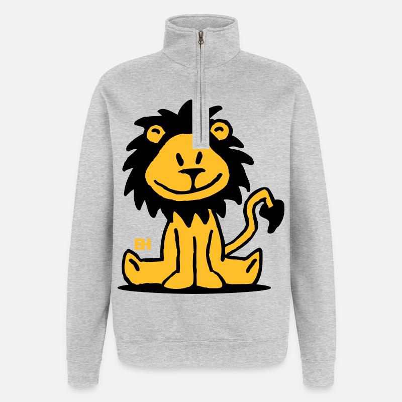 Löwe - Quarter-Zip-Sweatshirt - Grau meliert