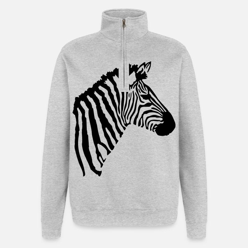 Zebra Kopf - Quarter-Zip-Sweatshirt - Grau meliert