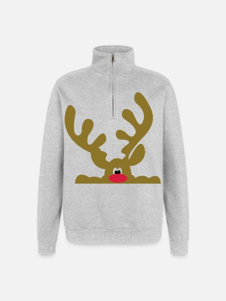 reindeer - Quarter-Zip Sweatshirt - heather grey