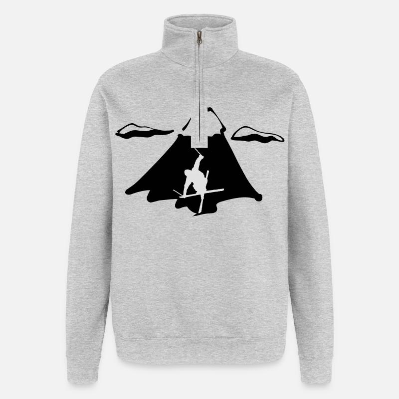 Ski Freestyle mit Berg - Quarter-Zip-Sweatshirt - Grau meliert
