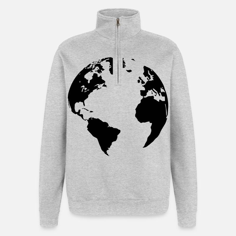 Terre Mère - Sweat à zip 1/4 - gris chiné