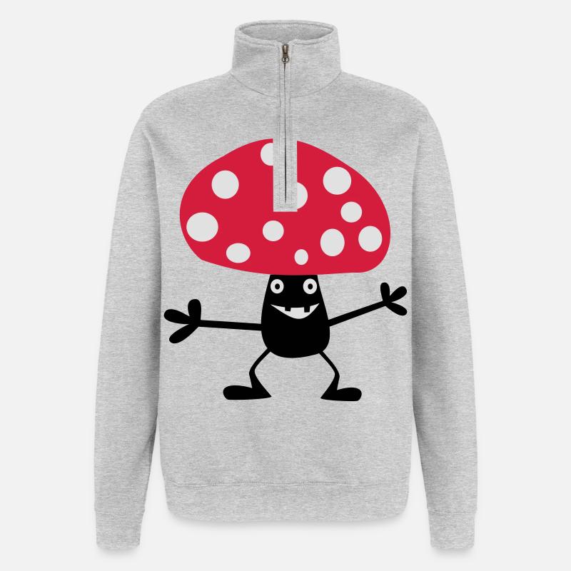 Frecher Fliegenpilz - Quarter-Zip-Sweatshirt - Grau meliert